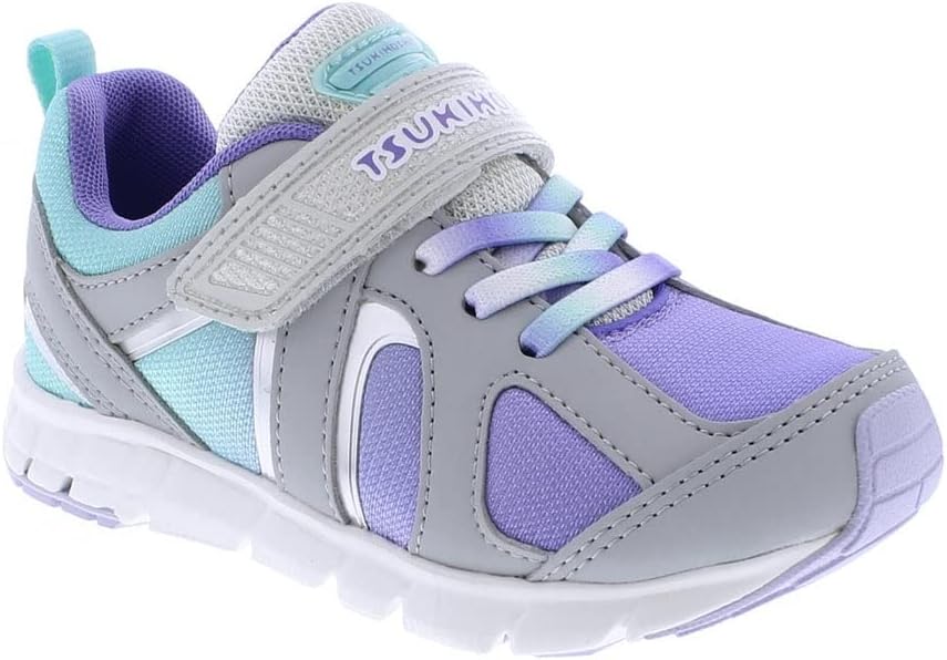 Детские кроссовки TSUKIHOSHI Rainbow Kids - с застежкой на ремешок, пригодные для стирки в машине, с широкой носочной частью и противоскользящими, немаркими подошвами, для детей 4-12 лет, фиолетовый/серый — фото 4