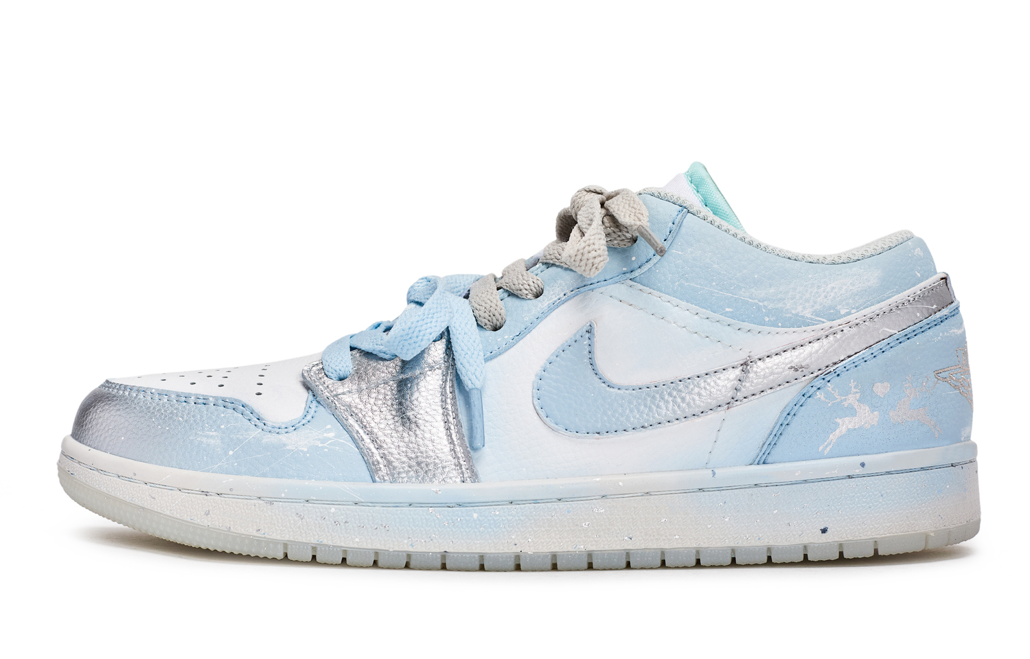 

Jordan Air 1 Walking Planet, Silver Bell Elk Low top Vintage Basketball Shoes, мужские, бело-синие
