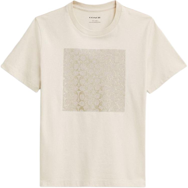 

COACH Футболка женская бежевая, Бежевый, COACH Футболка женская бежевая
