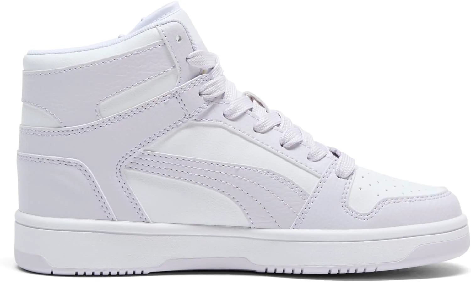 Кроссовки Puma Unisex-Child Rebound Layup Mid, белый/сиреневый — фото 4