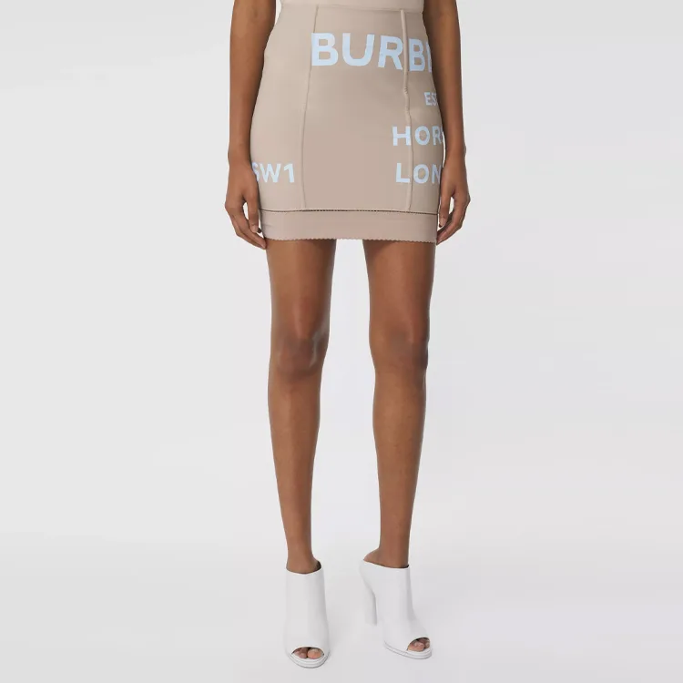 Мини-юбка Burberry с принтом Horseferry, стиль главной улицы, Soft Tawny — фото 4