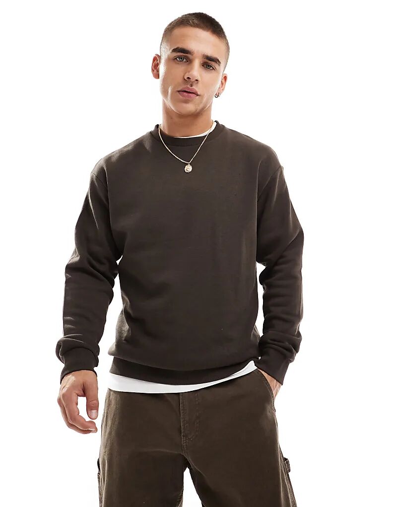 

Толстовка свободного кроя с круглым вырезом коричневого цвета Jack & Jones