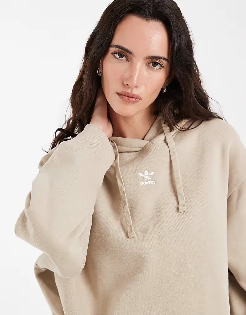 Толстовка Adidas Originals Essential Oversized Hoodie, бежевый — фото 3