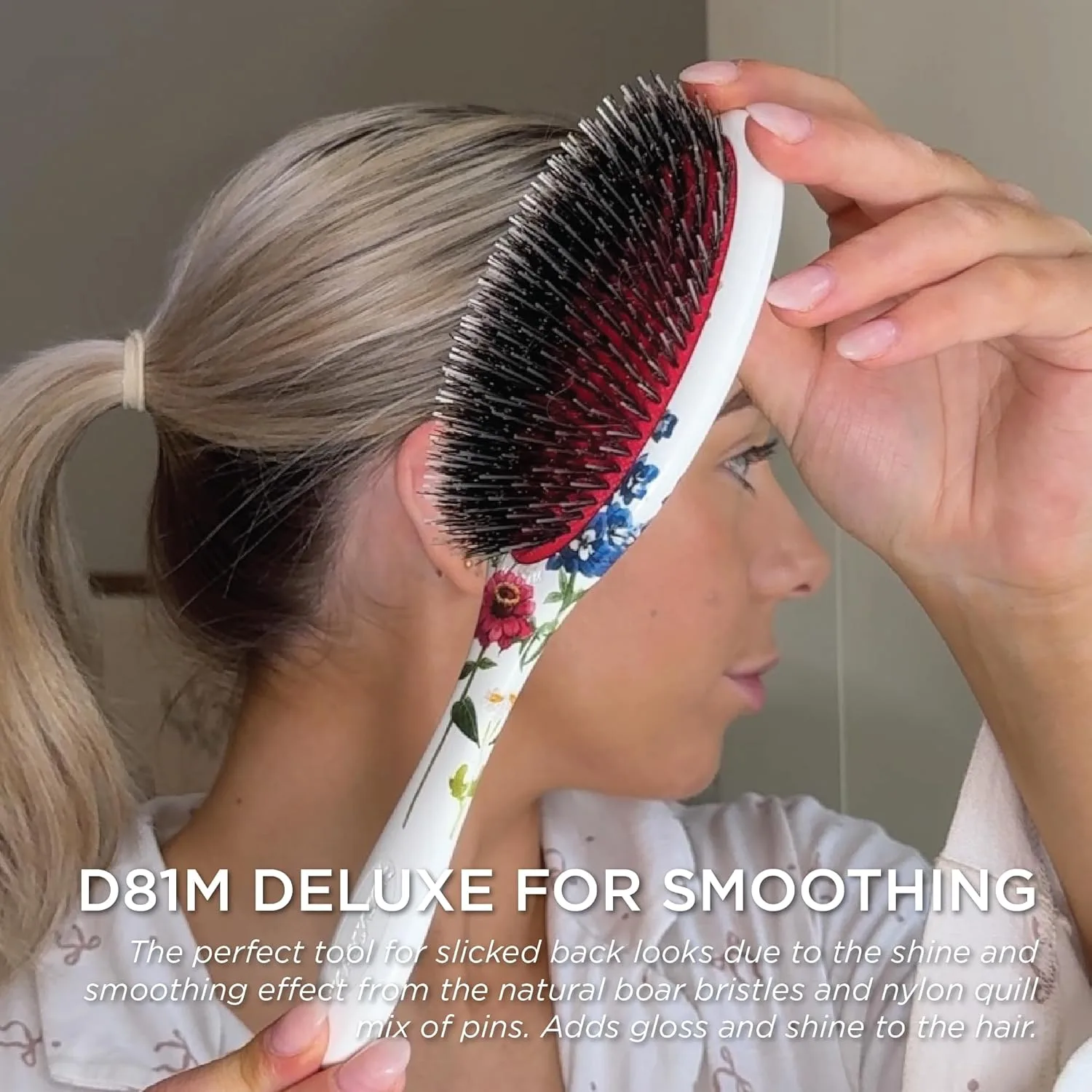 Denman Boar Bristle Hair Brush - щетка для волос с натуральной щетиной для укладки, блеска и распутывания, для всех типов волос Средний, Multicolor — фото 4