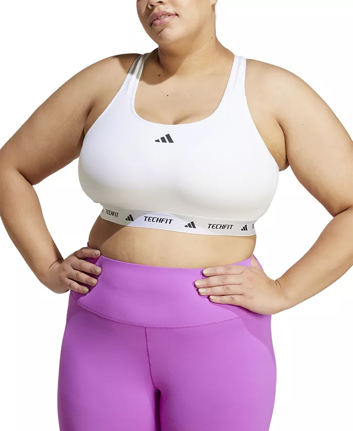 Спортивный бюстгальтер Techfit Racerback больших размеров, XS-4X adidas, белый — фото 2