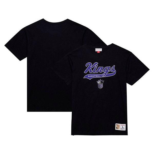 

Мужская черная футболка Sacramento Kings Hardwood Classics с фетровым аппликацией Mitchell & Ness