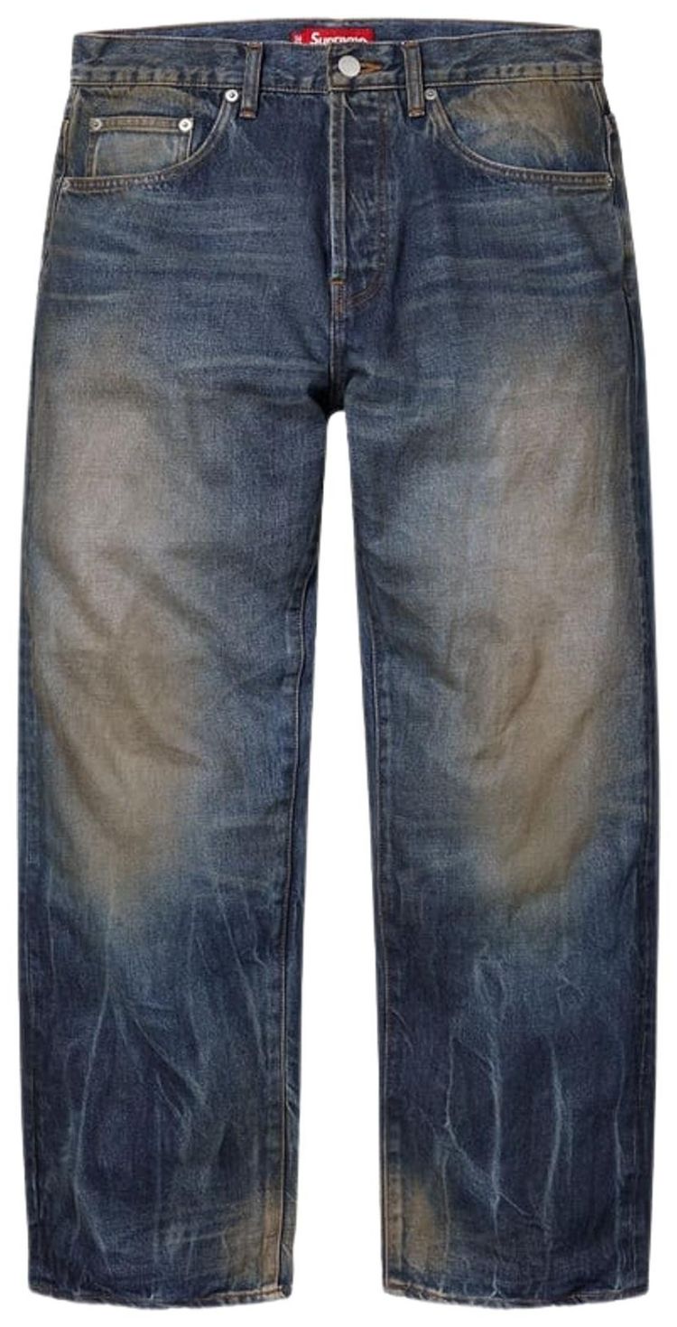 

Джинсы Supreme Distressed Loose Fit Selvedge Jean цвета «выстиранный индиго»
