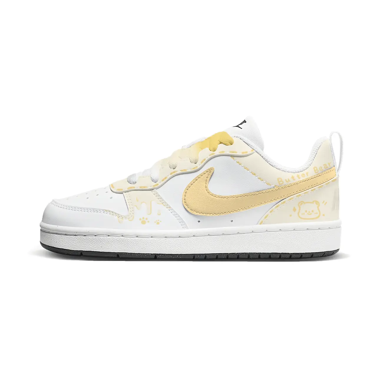 

Nike Кроссовки для скейтбординга Court Borough Cream Bear Slip Resistant Abrasion Resistant низкие детские unisex желтый белый