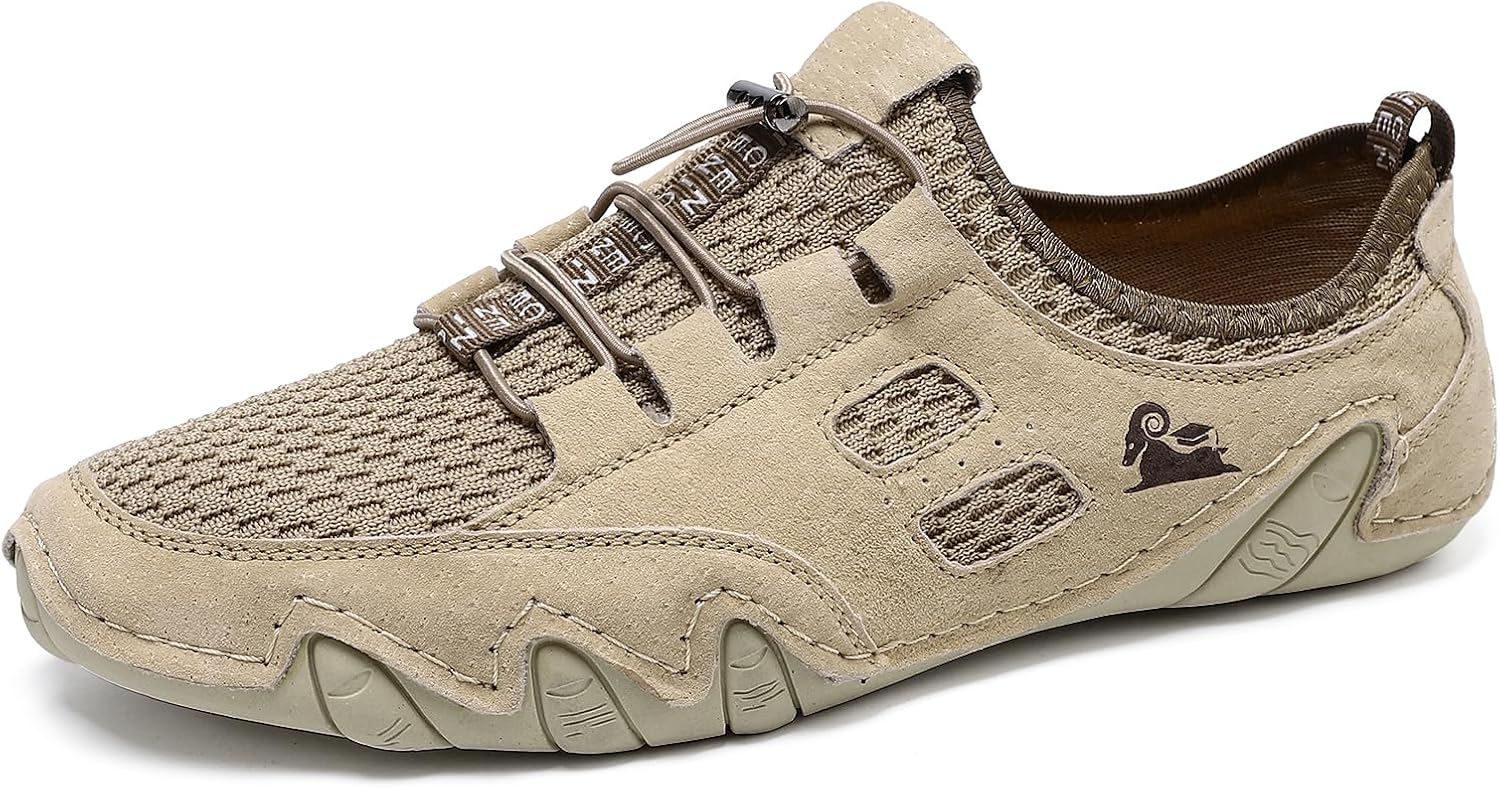 

Мужские летние спортивные сандалии из ручной работы из кожи с сеткой для прогулок и походов, удобные для ношения, дышащие, нескользящие кроссовки Abborora, хаки