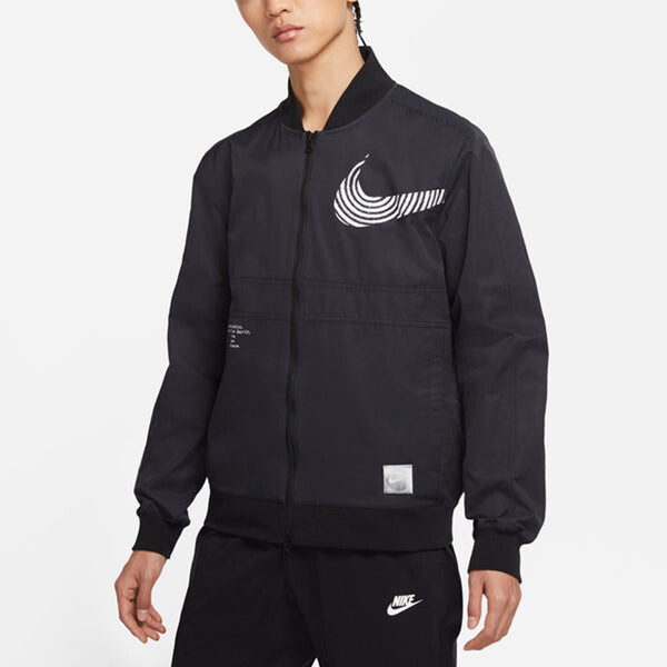 Куртка men's sportswear alphabet logo printing athleisure casual sports woven jacket autumn black Nike, черный — фото 4