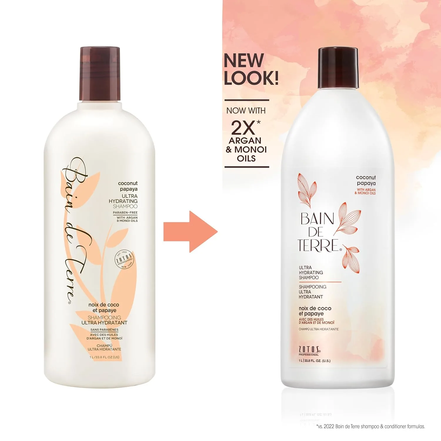 Кондиционер Bain de Terre Coconut Papaya для сухих и поврежденных волос, с аргановым и монои маслами, ультраувлажняющий 1000/100 мл (3 шт.) — фото 2