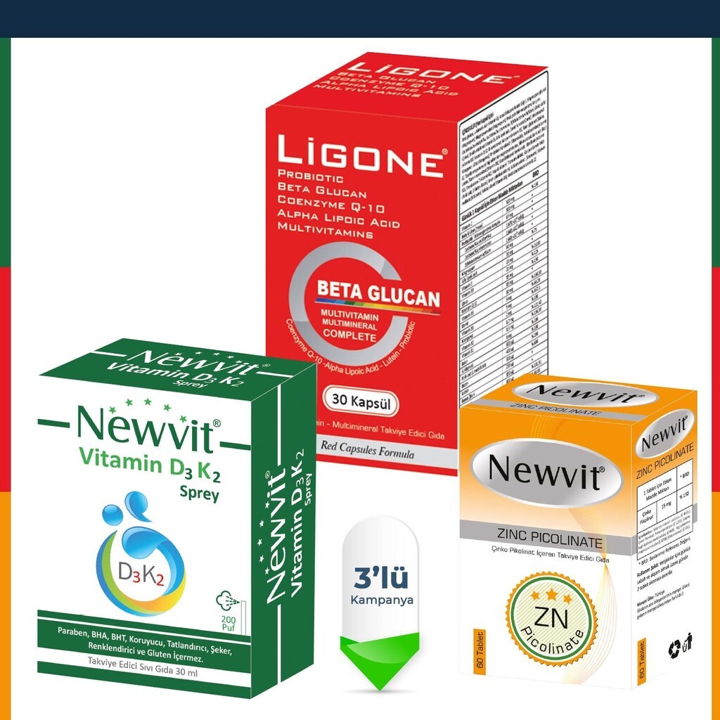 

Добавка Newdrog Ligone 30 капсул, Newvit Cinko и Newvit D3, K2