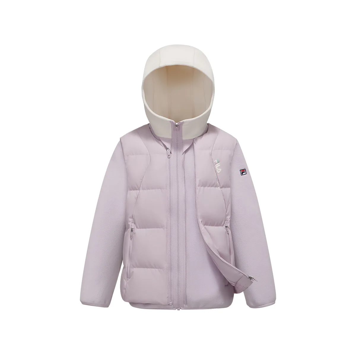 Пуховик с капюшоном, умеренный, с микроростяжкой и ветрозащитой FILA KIDS, F-PR Town Purple