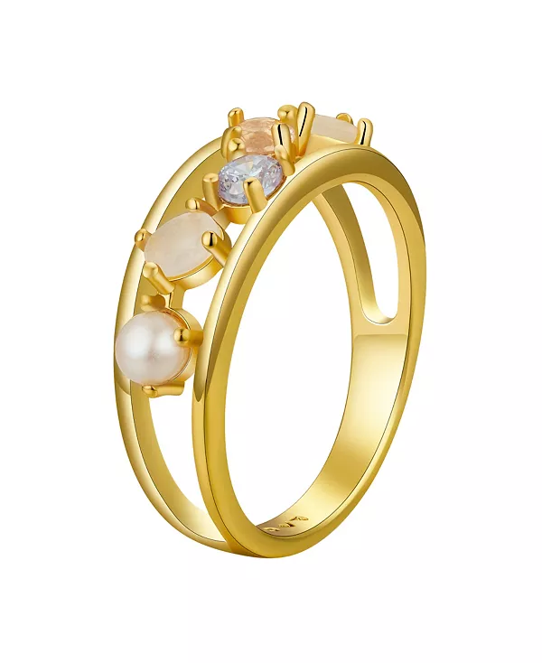

Кольцо с кубическим цирконием, искусственным опалом и искусственным жемчугом Unwritten, gold