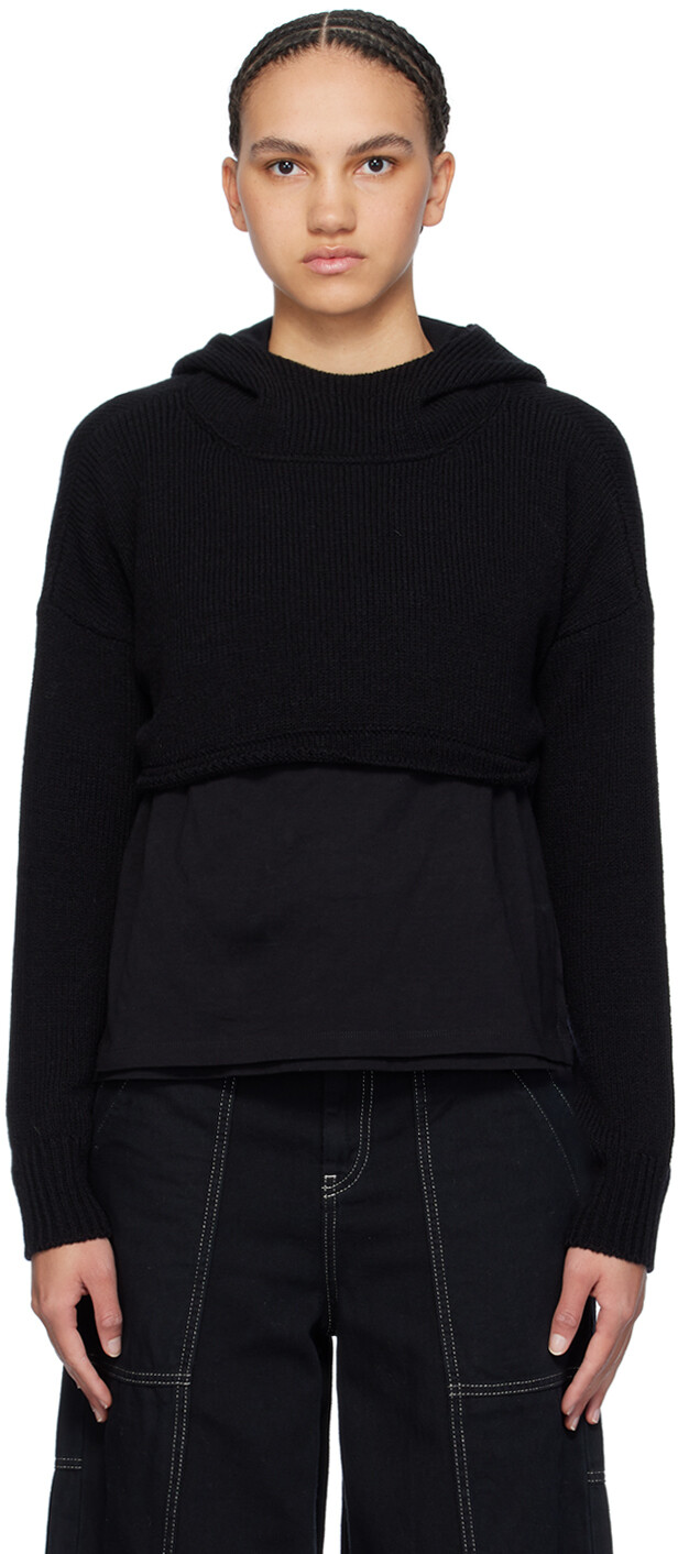 

Черный укороченный худи Mm6 Maison Margiela
