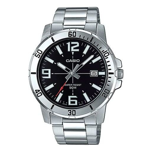 

Часы CASIO Stainless Steel Strap Mens SilverBlack Analog, черный