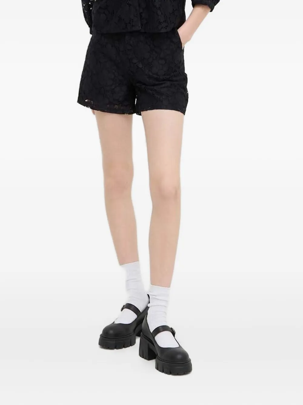 

Шорты с цветочным кружевом Desigual, черный