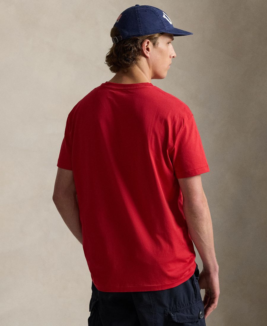 Мужская классическая футболка с V-образным вырезом Polo Ralph Lauren, Red — фото 4