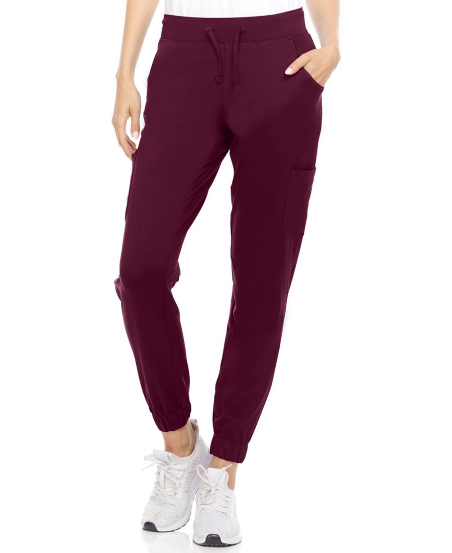 

Женские медицинские брюки средней посадки с шестью карманами для йоги, джоггеры, цвет винный, размер Large Medichic, Wine