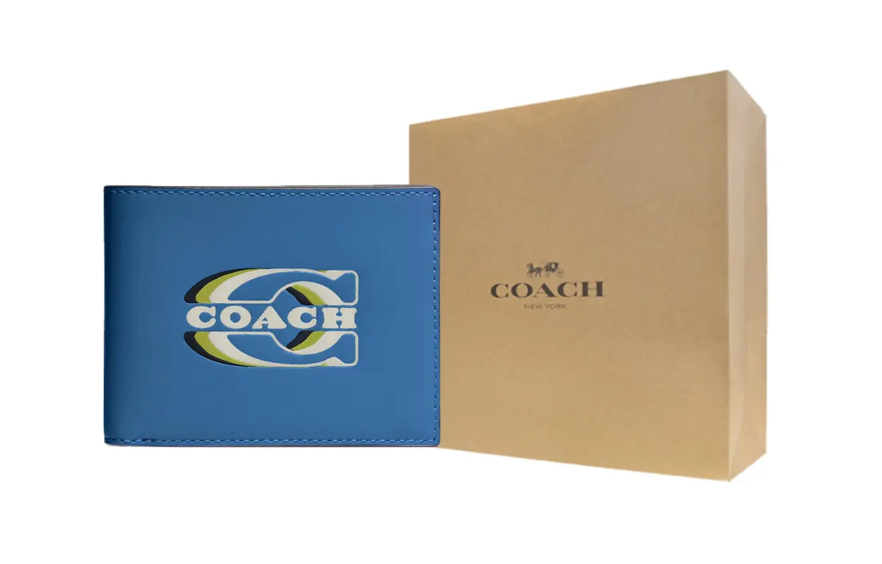 

COACH Трёхсекционный кожаный картхолдер для мужчин синий
