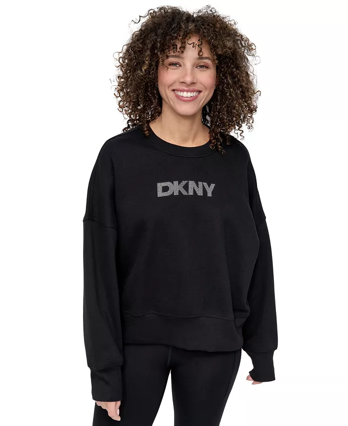 

Женская толстовка с круглым вырезом и мини-логотипом Stud DKNY, черный