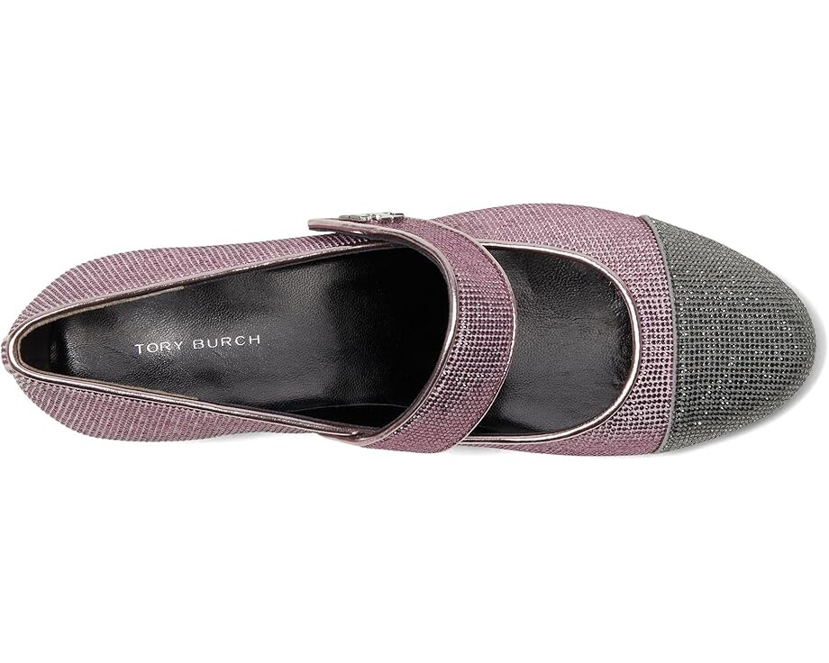 Туфли Tory Burch Cap-Toe Mary Jane Pave Heel Ballet 25 mm, цвет Gray Stone/Sparkle Pink — фото 2