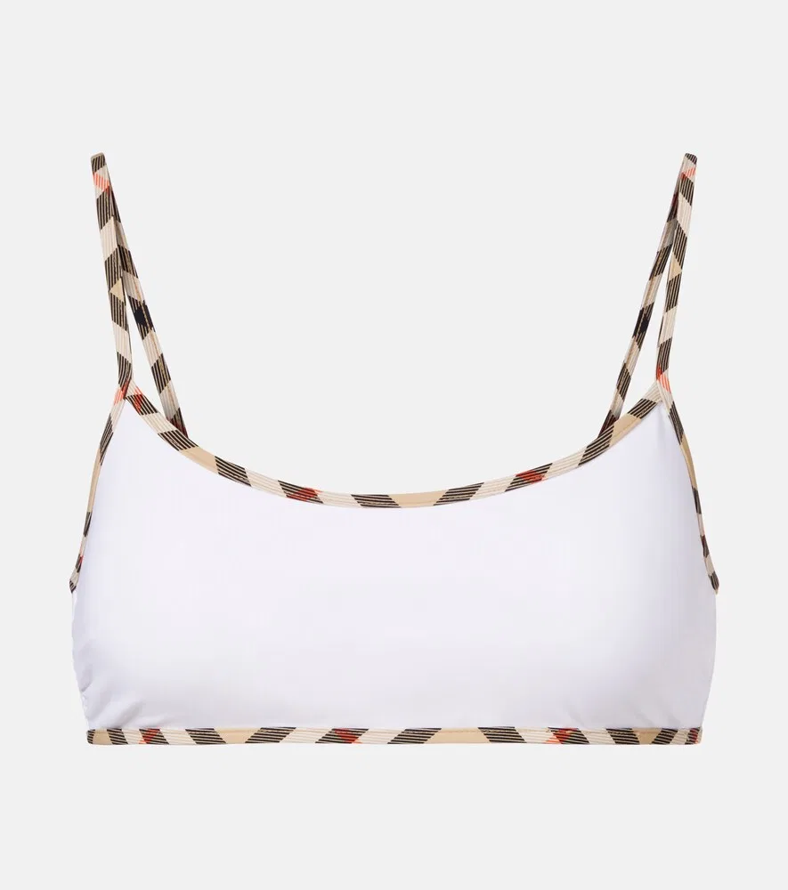 Верхняя часть бикини Burberry, завязки, белый