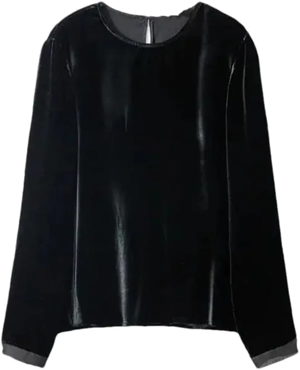 

Винтажная велюровая футболка с длинным рукавом и кружевными вставками Fulbant