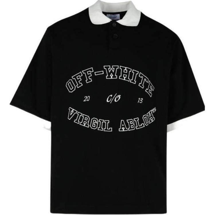 Пуговичная детализированная короткорукавная поло OFF-WHITE, черный — фото 2