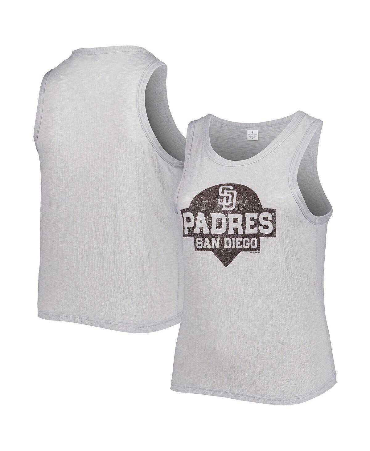 

Женская серая майка San Diego Padres Tri-Blend больших размеров с высоким воротником Soft As A Grape, серый