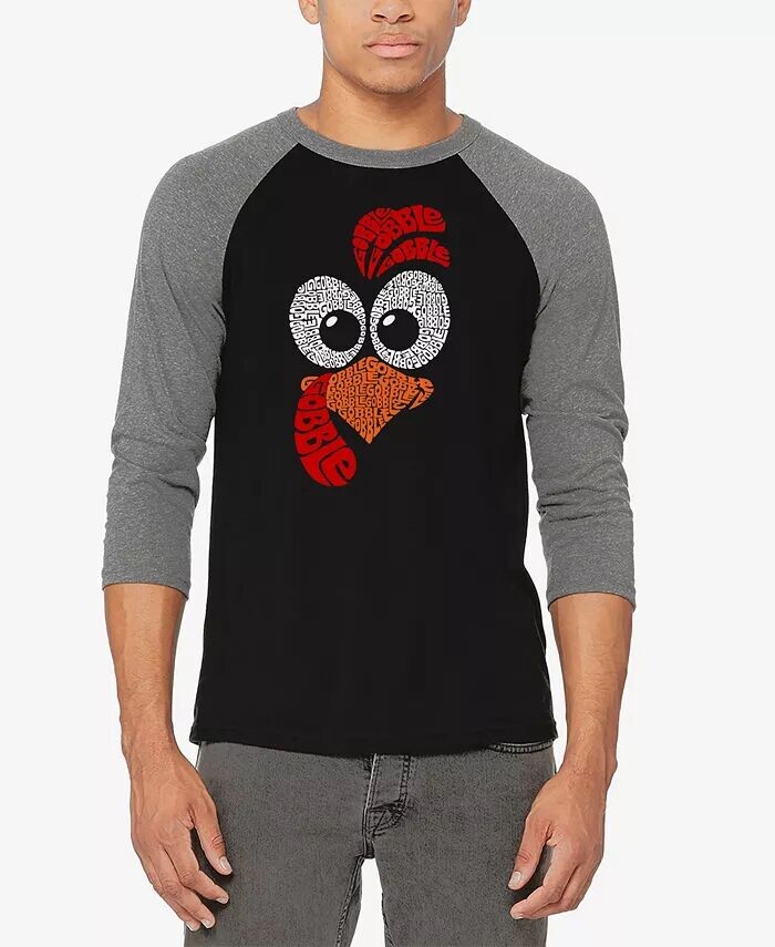 

Футболка мужская бейсбольная с принтом «Turkey Face» и принтом «Raglan» LA Pop Art, мультиколор