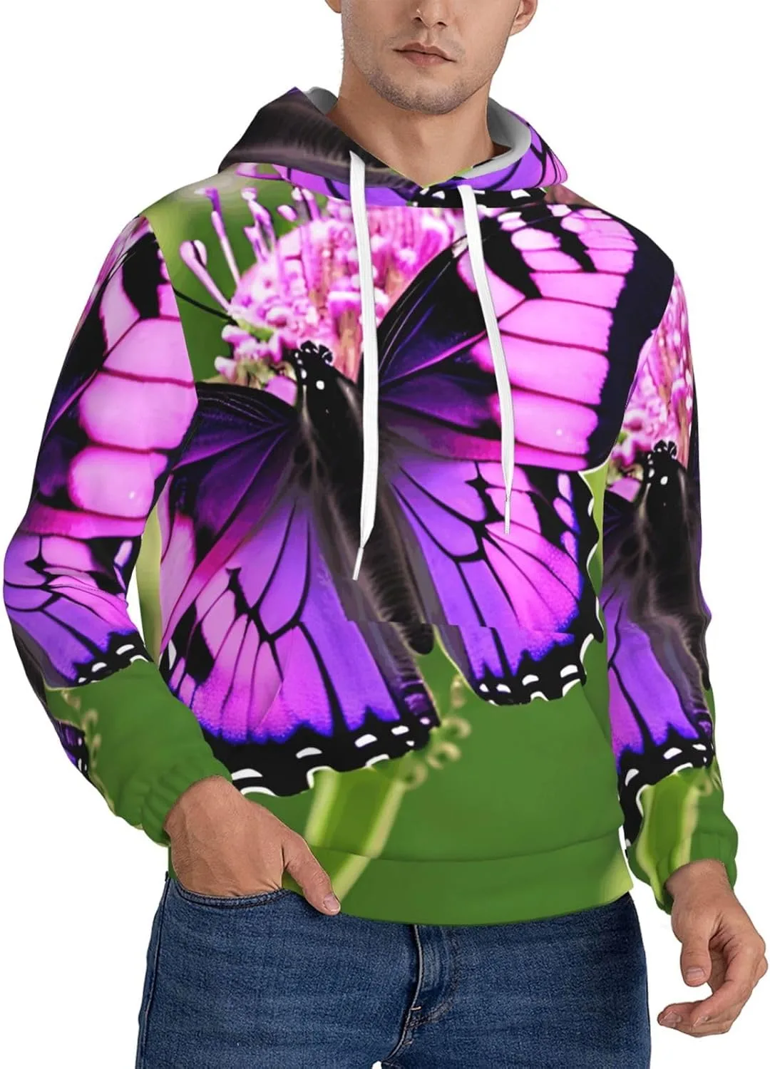 

Толстовка с капюшоном BaerK мужская, флисовая, с принтом "Бабочка" в трендовом фиолетовом цвете