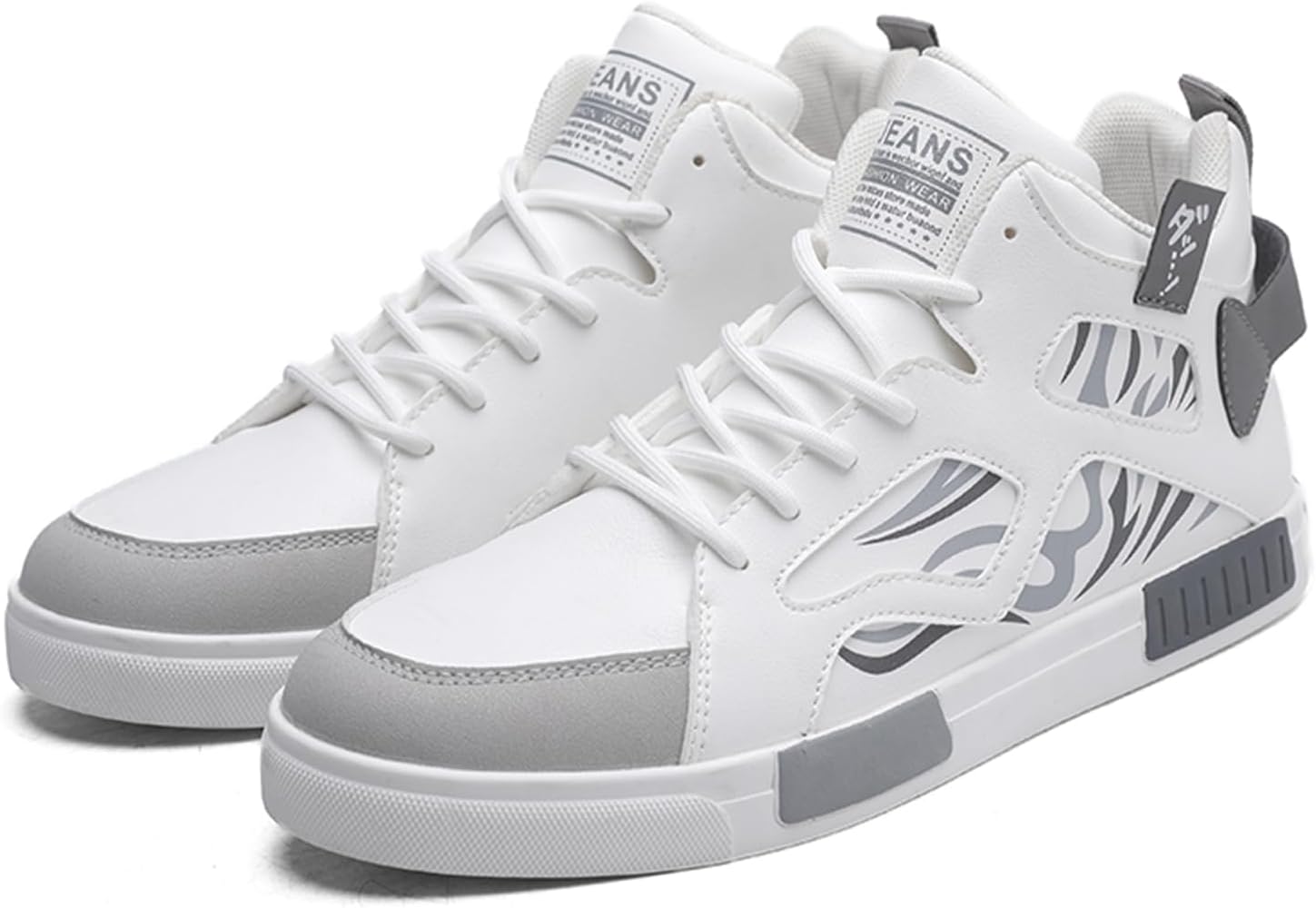 

Мужские высокие кеды Dacnakby, модные скейтботы бело-серого цвета, спортивная обувь на шнуровке, повседневная спортивная обувь с зебровым узором, хип-хоп стиль