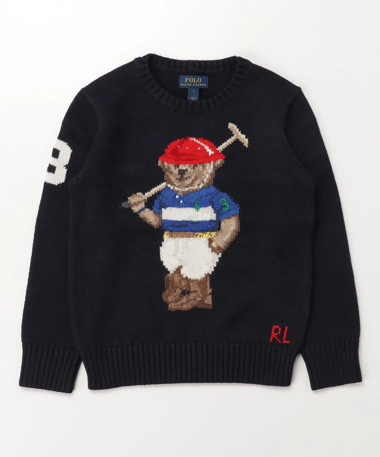 Свитер Polo Bear с интарсией, хлопковый, тёмно-синий — фото 3