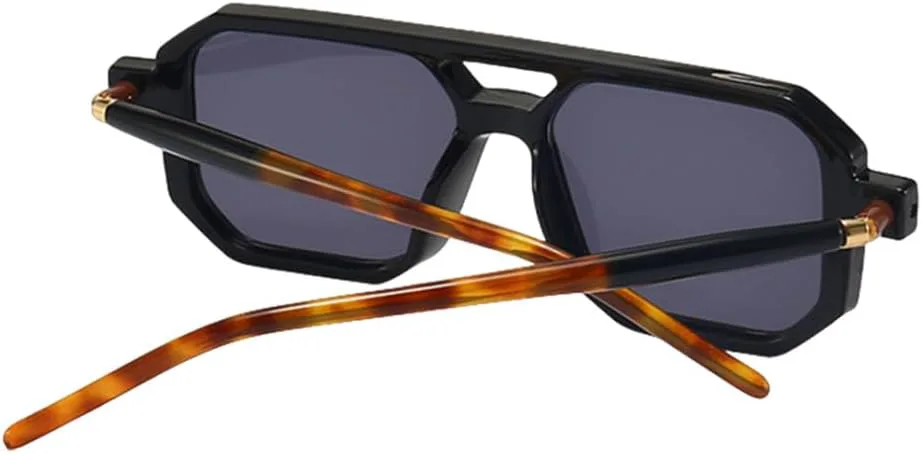 

Винтажные солнцезащитные очки в оранжевой оправе с леопардовым принтом, прямоугольной формы, для мужчин и женщин, в стиле ретро с двойной перемычкой TYUVIVO, C5