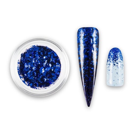 АЛЮМИНИЕВЫЕ хлопья для декора Platinum Flake цвет № 6 DARLING BLUE (cb05) - баночка 3мл + кукла, AllePaznokcie — фото 3
