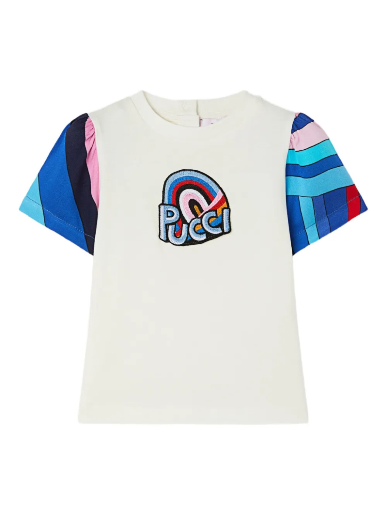 

Футболка с короткими рукавами и вставками из ириды PUCCI Junior, белый