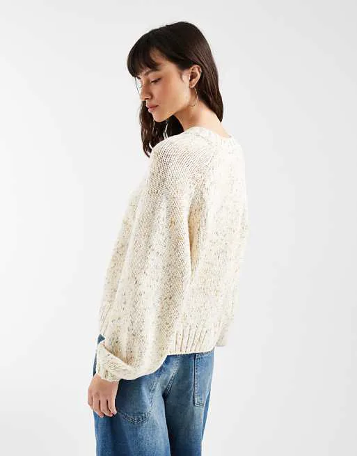 Бежевый вязаный джемпер с крапинками GAP soft touch — фото 4