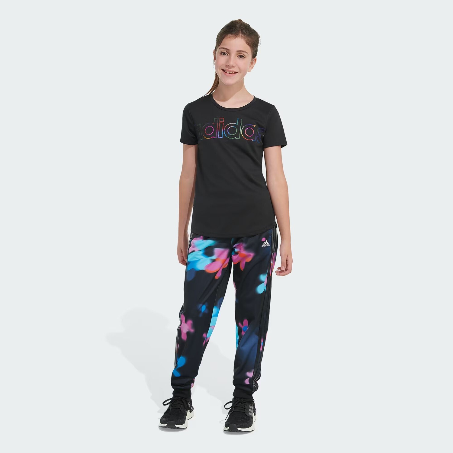 

Трикотажные спортивные брюки с 3 полосками со сплошным принтом Adidas, цвет Black
