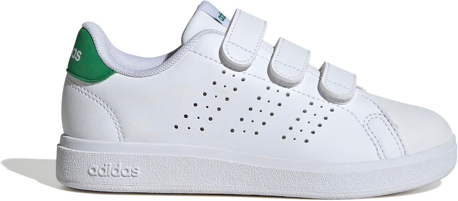 Кроссовки adidas Advantage Base 2.0 для детей, унисекс для взрослых, белый/зеленый — фото 2