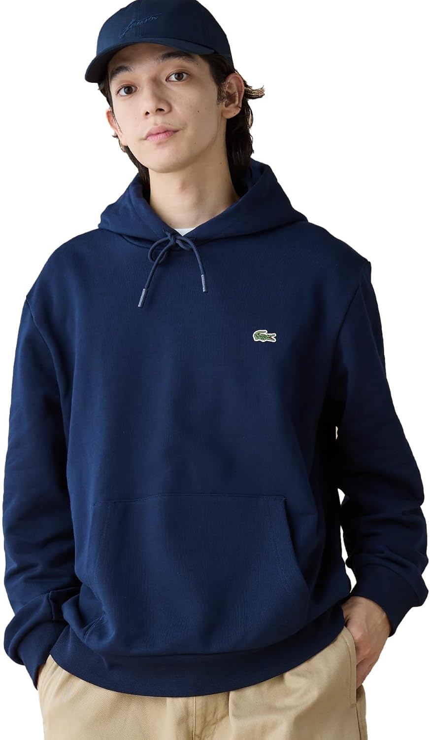 

Мужская толстовка Lacoste (официальная) Essential Sweatshirt Hoodie, темно-синий