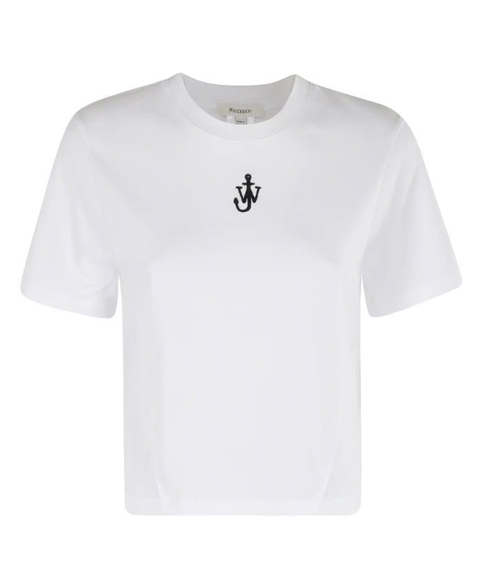 

Укороченная футболка с вышивкой белого цвета. Jw Anderson, белый