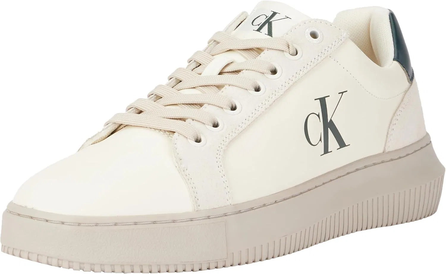Calvin Klein Herren Кроссовки с чашечной подошвой Chunky Authentic Schuhe, Beige Creamy White Eggshell Green