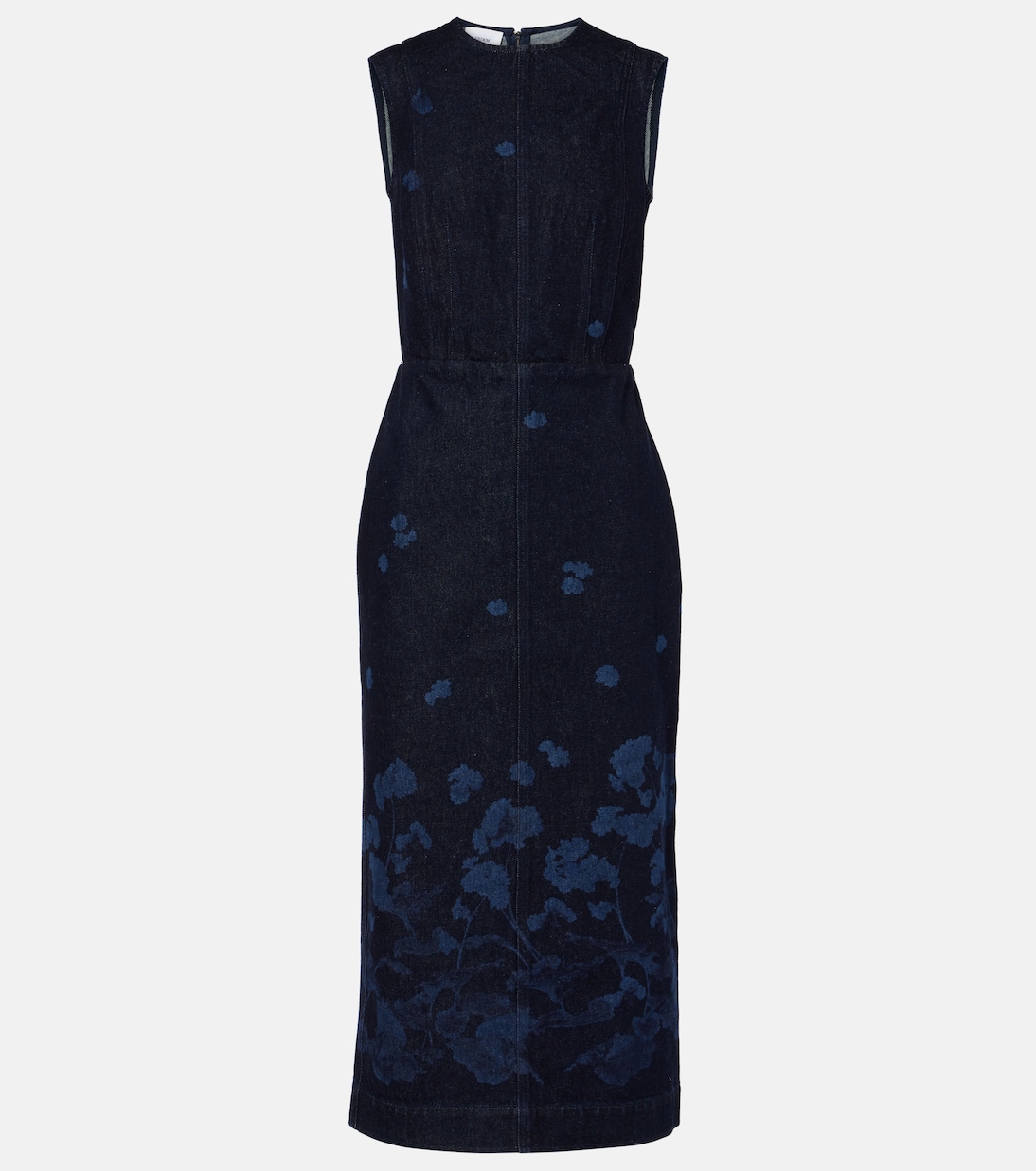

Платье миди из денима с цветочным принтом Erdem, Elena Garden Selvedge Indigo
