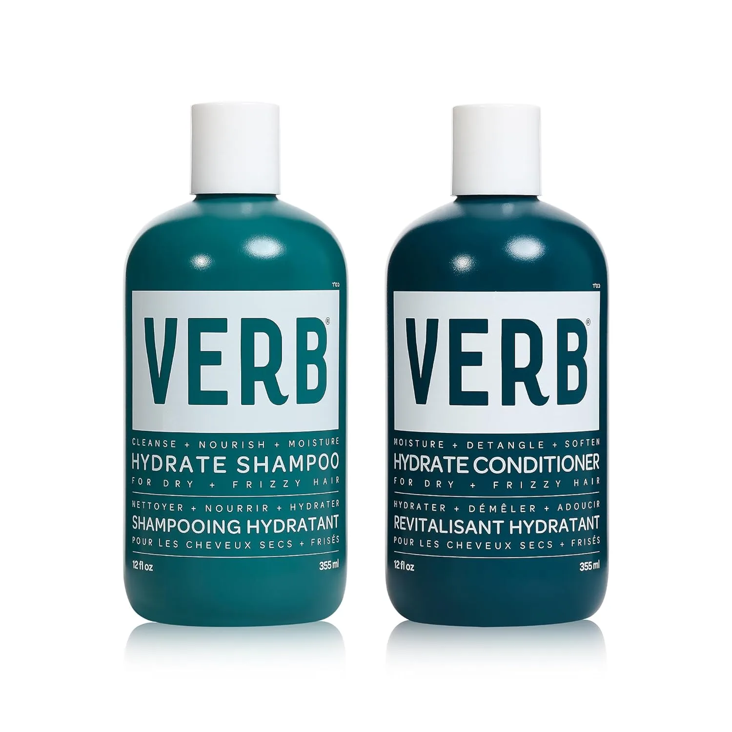 VERB Hydrate Шампунь и кондиционер в одном флаконе - Очищает и питает сухие и вьющиеся волосы, разглаживает и уменьшает пушистость - Аромат амбры и теплого жасмина 355 мл (2 шт.)
