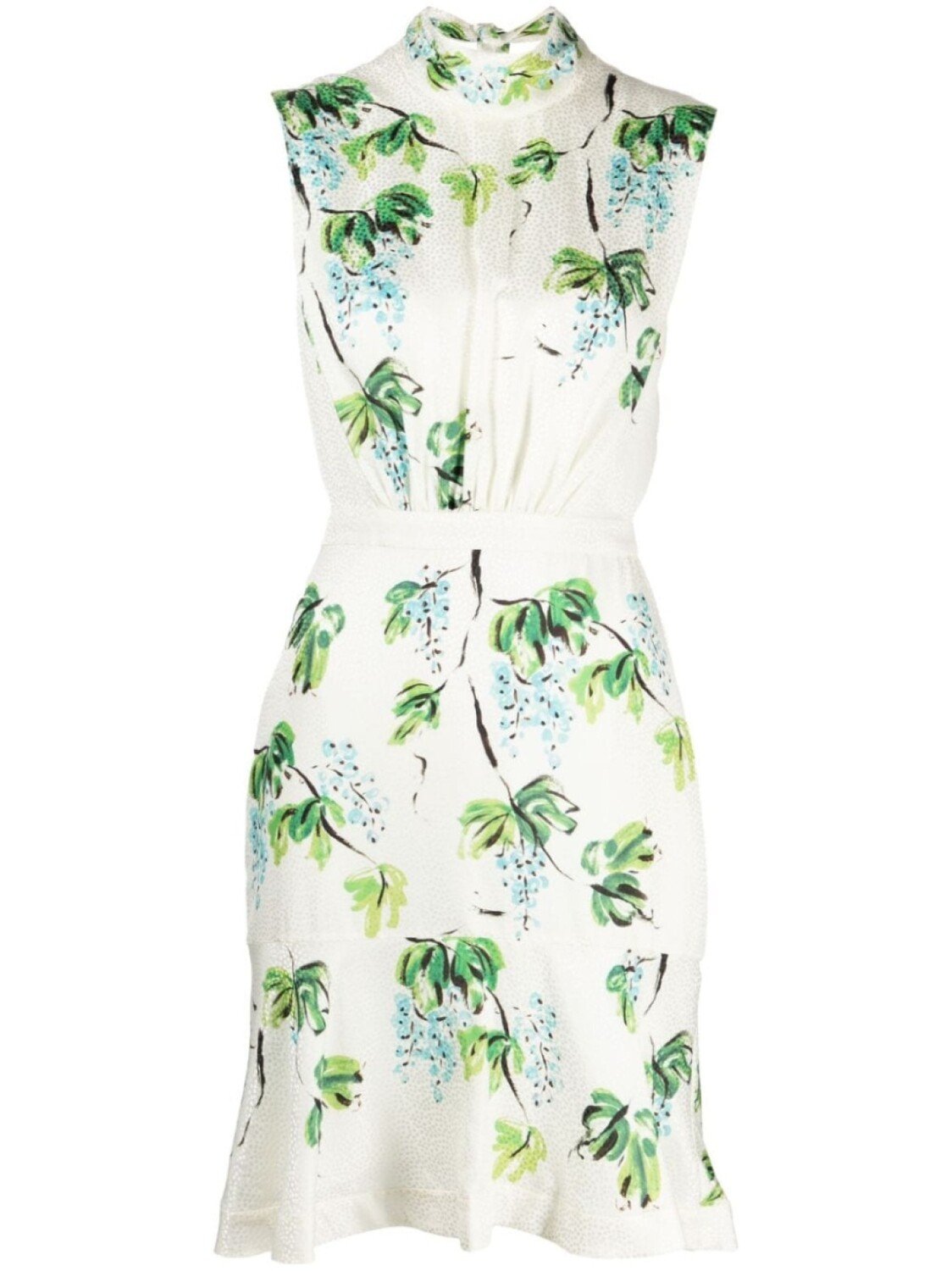 

Saloni шелковое платье Fleur с высоким воротником, белый