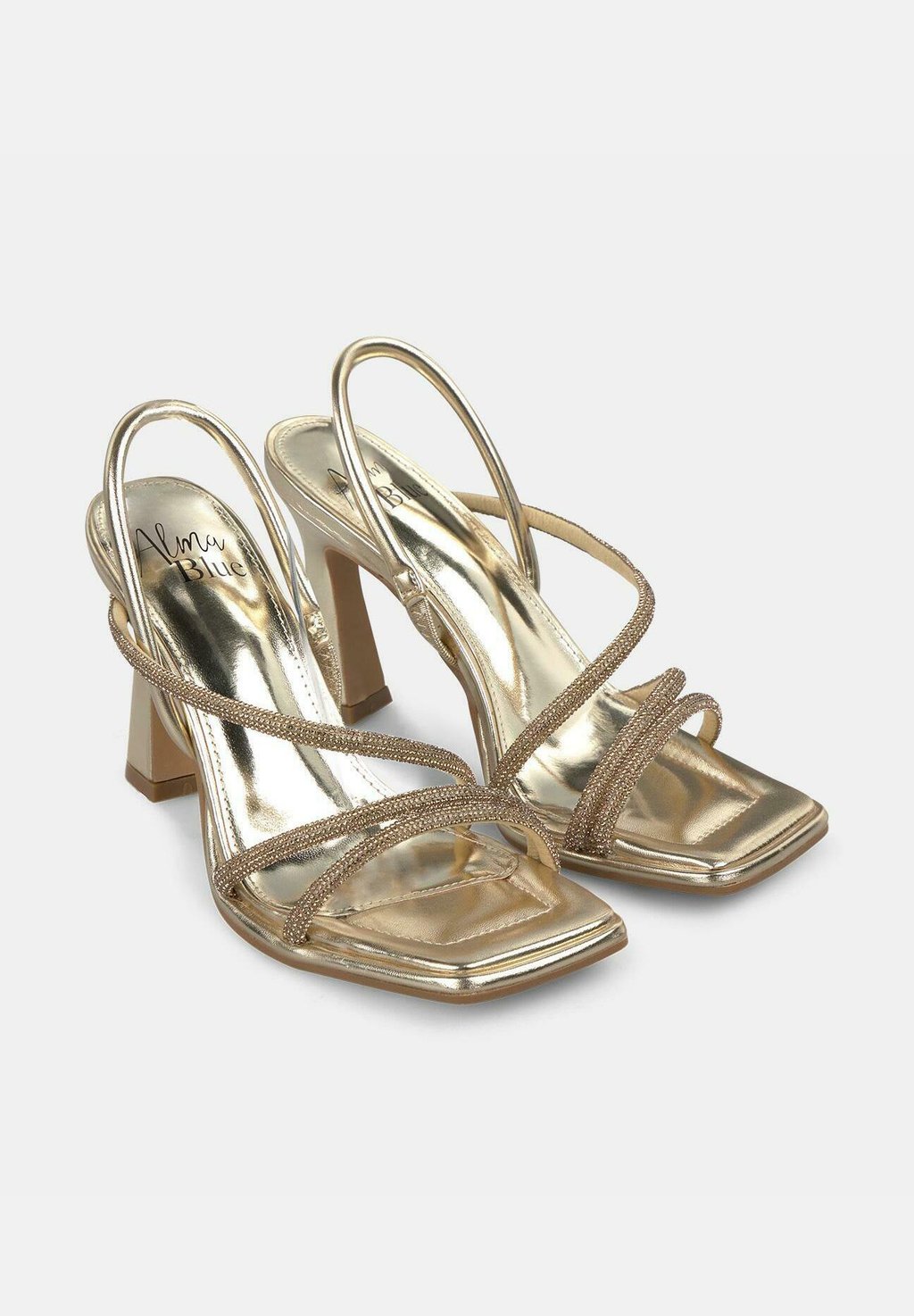 Сандалии ANCHO Y CIERRE CON HEBILLA - High heeled sandals Alma Blue, золотой — фото 2