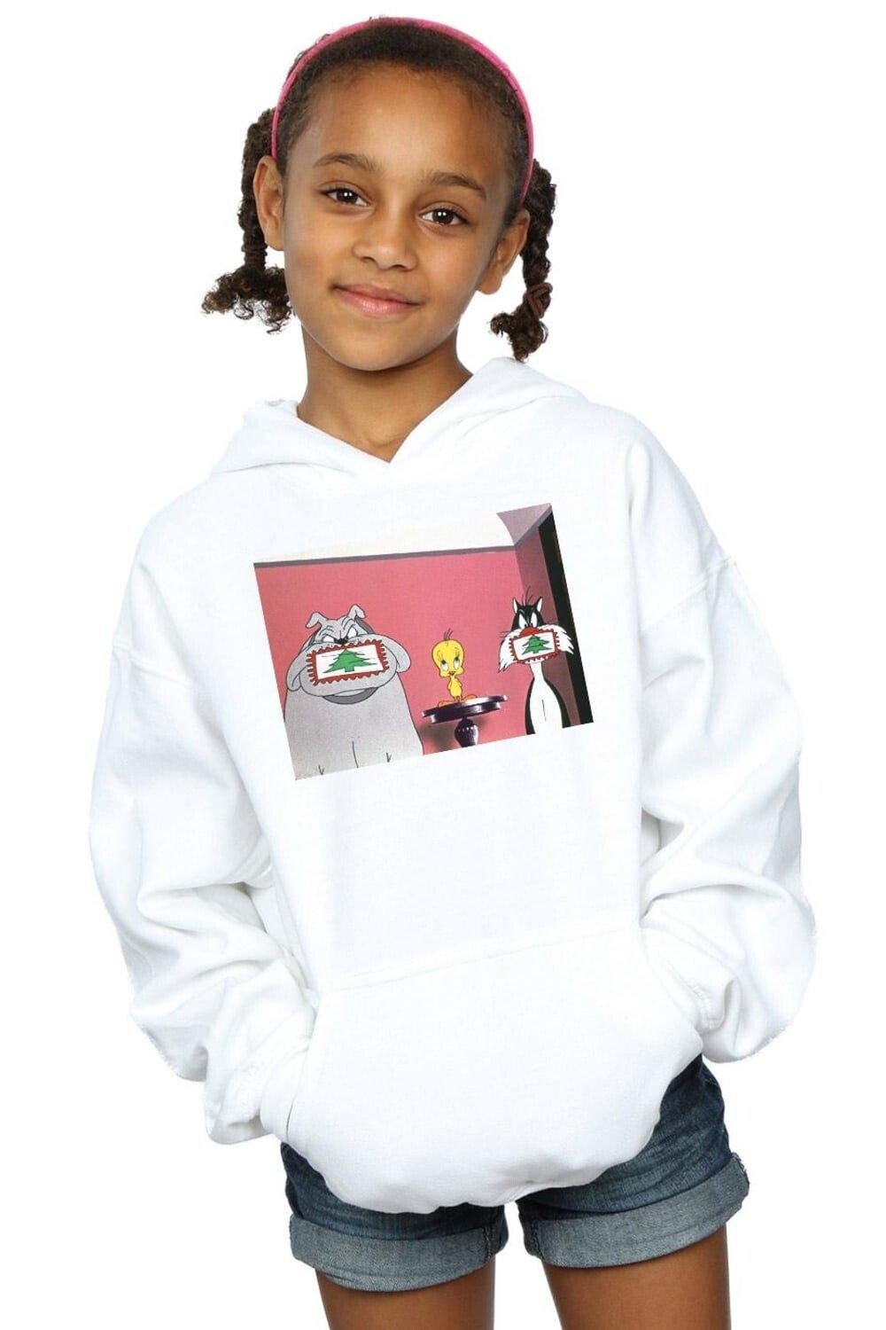

Толстовка с рождественской открыткой Looney Tunes, белый