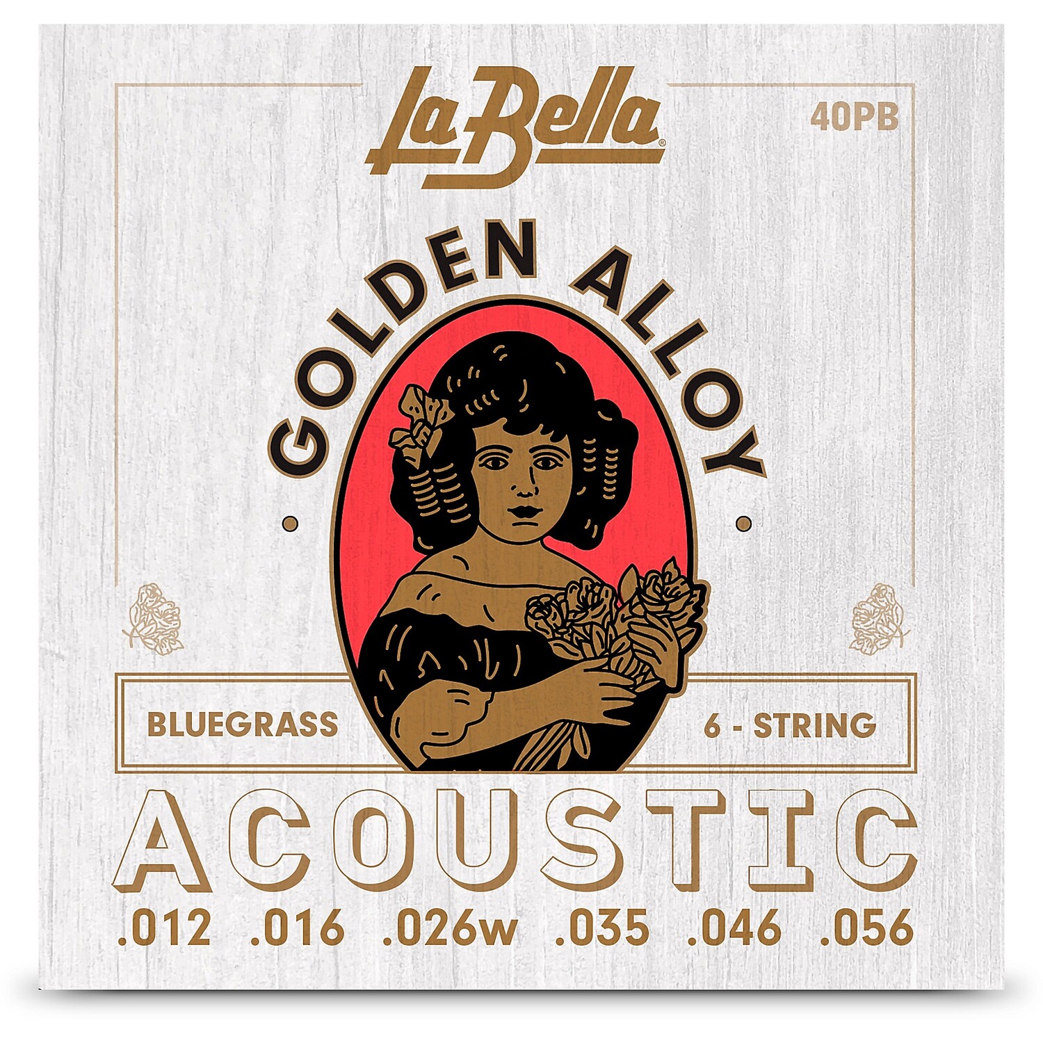 

Струны для 6-струнной акустической гитары La Bella Golden Alloy Bluegrass (12–56)