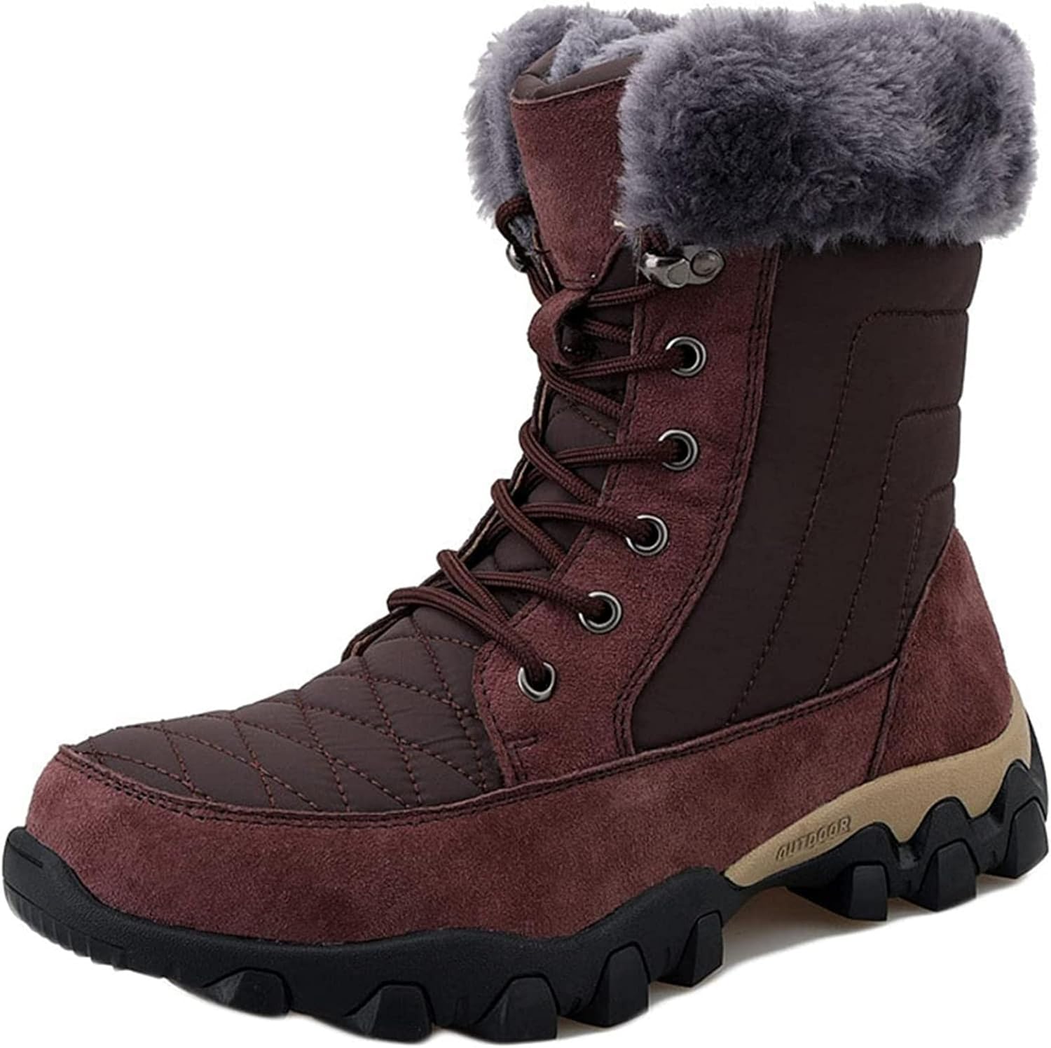 

Мужские зимние ботинки Yiozoi, водонепроницаемые, высокой посадки, для ходьбы, с круглым носком, полностью меховые, на шнуровке, противоскользящие, удобные, повседневные ботинки до щиколотки, красный